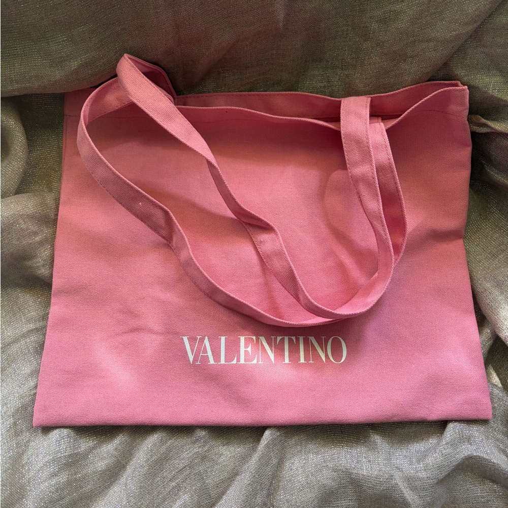 Valentino Pink Canvas Logo Tote Bag
